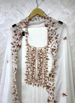 Cotton Cream Festival Wear Embroidery Work Dress Material